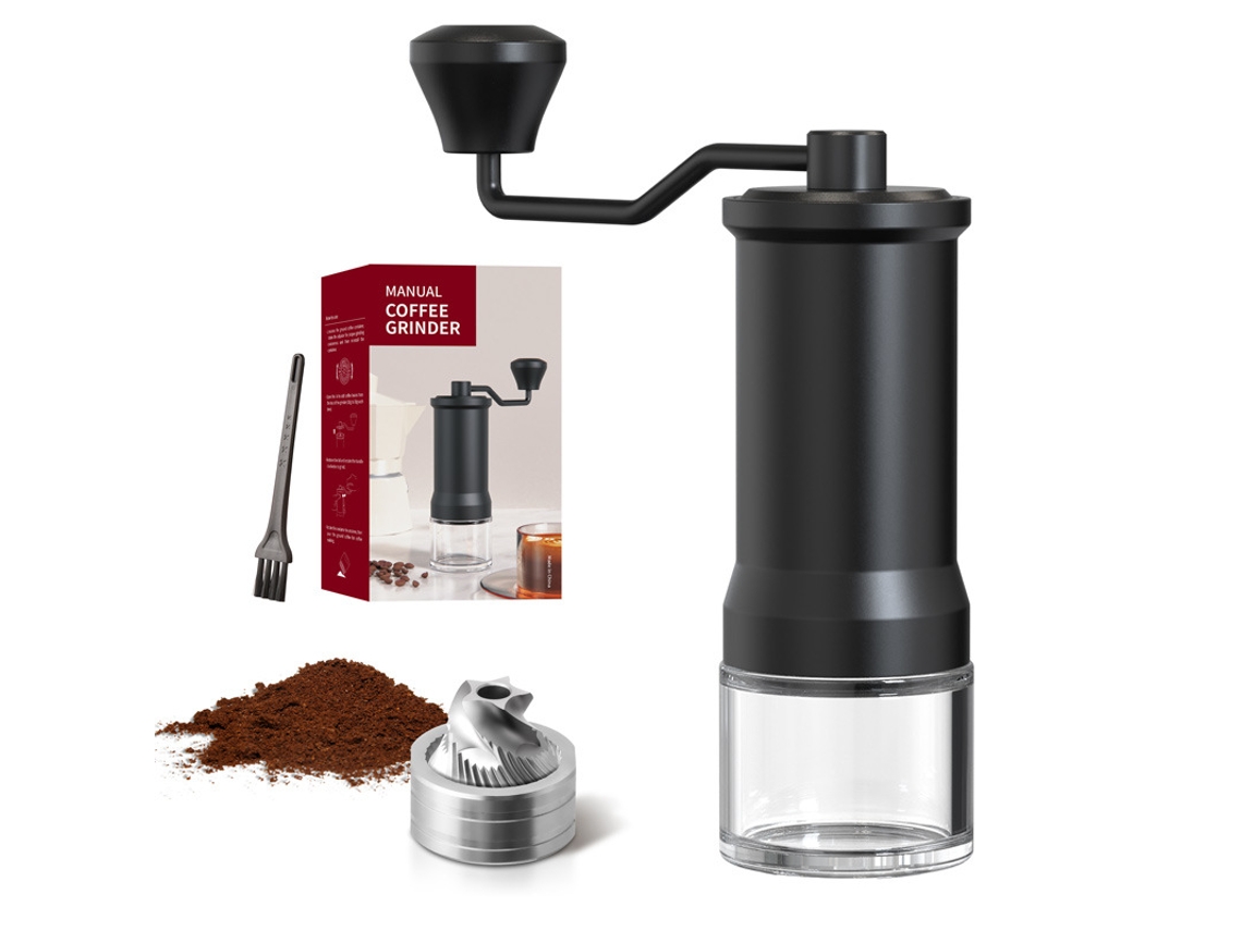 Moinho Manual De Café – Moedor De Café – Manivela Rotativa – Grau De Moagem Ajustável – Casa, Escritório E Campismo – Abs – Preto