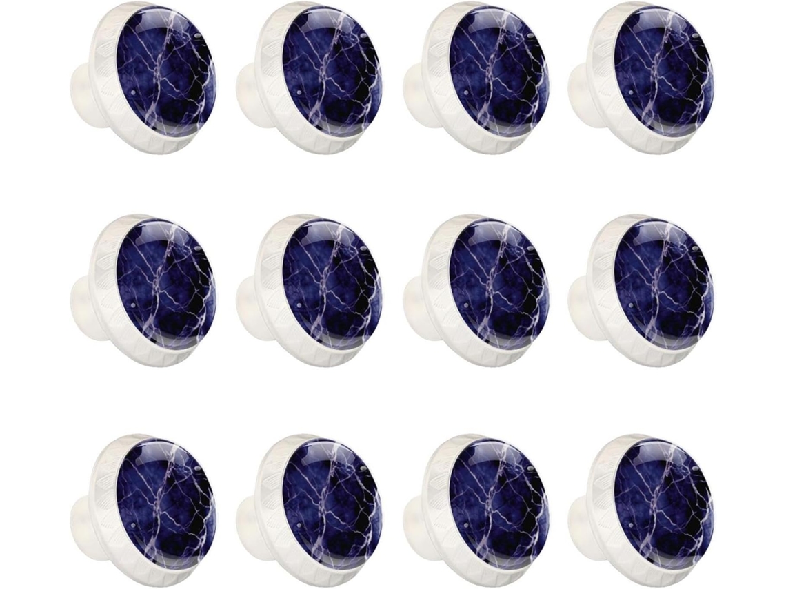 Puxadores Redondos Para Gavetas De Cômoda, Puxadores Para Armários De Cozinha, 12 Peças, Textura De Mármore Azul E Preto