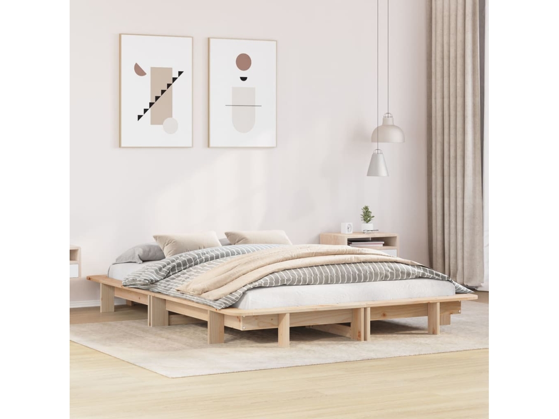 Vidaxl Cama Sem Colchão 120x190 Cm Madeira De Pinho Maciça