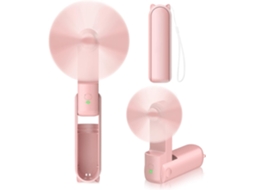 Mini Ventilador de Mão HENTEN HOME 2 em 1, bateria externa, compacto, rosa