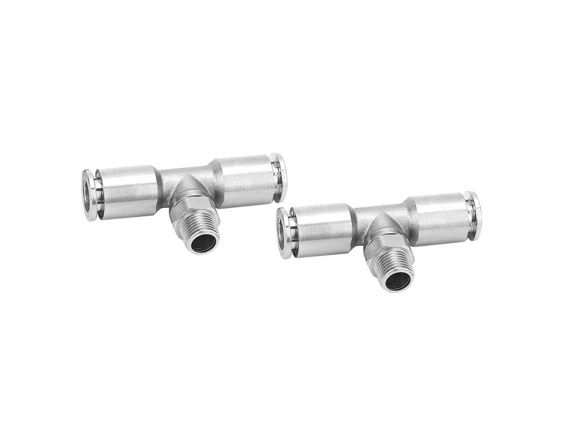 Conector Pneumático Triplo Laxiscreed De 8mm, Em Cobre Niquelado, Com Ligação Rápida Compatível Com Rosca Bspp