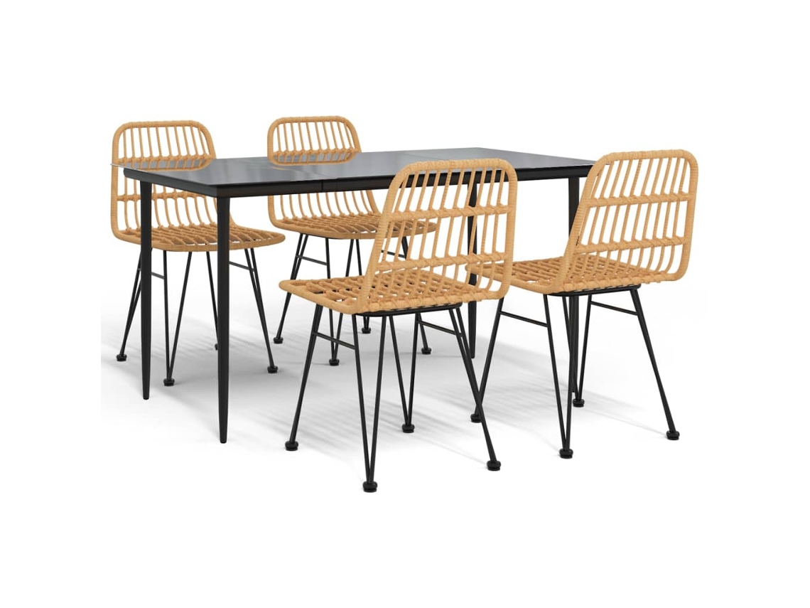 Garden Dining Set, Garden Dining Sets Vidaxl Marrom Rattan / Vime (140 Cm Table Length)