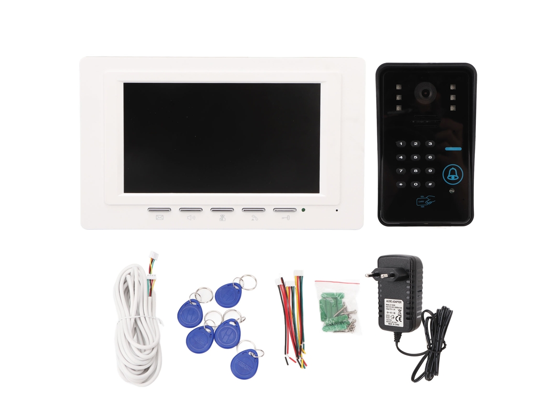 Câmera de Campainha Sem Fio 1000tvl com Tela 7'' e Rfid Infravermelho para Casa