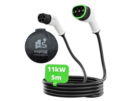 Cabo de carregamento Evplug para carros eléctricos EV (Tipo 2 - Tipo 2 | 5m, 11kW | 16A)