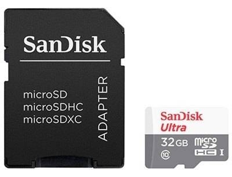 Cartão de Memória MicroSDHC SANDISK Ultra MicroSDHC 32GB UHS-I + SD Adapter