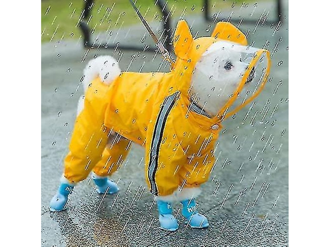 2026 impermeable para Perros com Gorro Transparente, Cinta Reflectante, Design de Urso, Ajuste Confortável e Material Resistente À Água