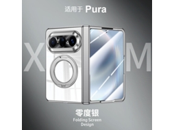(prata Hd Huawei Puraxmax Classic Edition) Caso De Telefone Suporte Rotativo Caso Chapeado Membrana Integrada