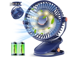 Ventilador de mesa compacto e silencioso, com luz LED, carregamento USB, bateria de 4000mAh, 15 horas de duração