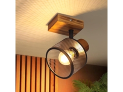 Candeeiro de Teto Led 50 Cm Preto Efeito Madeira, Design Moderno 3000k para Sala e Escritório NETTLIFE