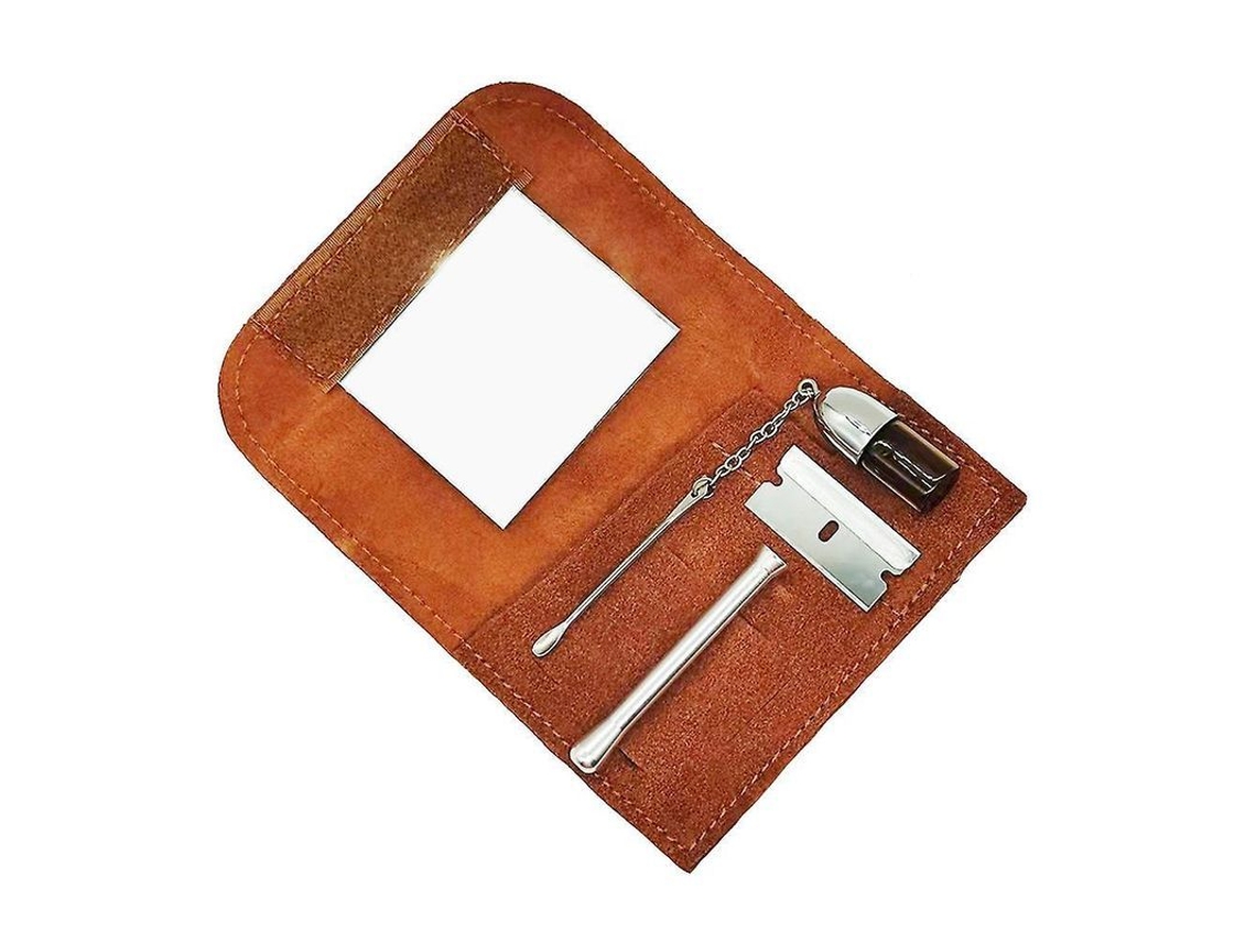 Set de 5 Peças de Fumar de Couro Suede Formax420 com Bolsa e Acessórios, Marrón | S/MARCA