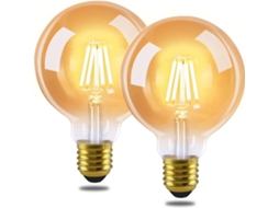 NETTLIFE Pacote com 2 Lâmpadas LED Vintage E27 com Filamento Edison Brancas Quentes G95 2700K 4W Ideais para Casa, Hotel, Café e Bar NETTLIFE