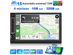 Autorrádio Junsun 1 Din 7" Ips 1gb+32gb Android 15 Wifi 4 Núcleos Carplay Sem Fios Rds Gps Dsp Android Auto