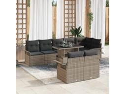 Vidaxl Conjunto De Sofá De Jardim 9 Unid. Cinzeto Rattan Sintético