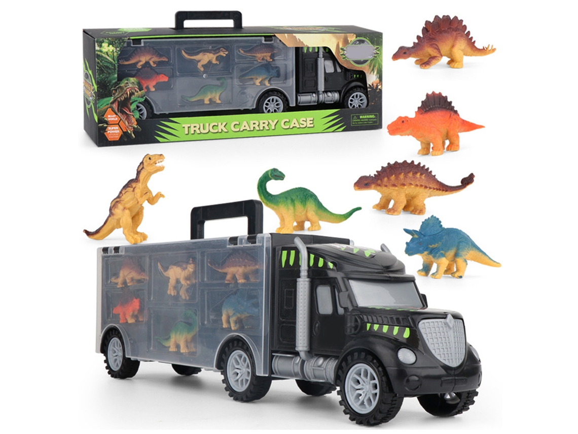 Mali caminhão Transportador de Dinossauros com 6 Dinossauros Brinquedo Portátil Presente Ideal para Crianças