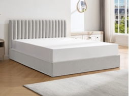 Cama Com Cofre Saraneli VENTE-UNIQUE.PT Cinzento Claro 180 X 200 Cm - Com Colchão - Com Estrado