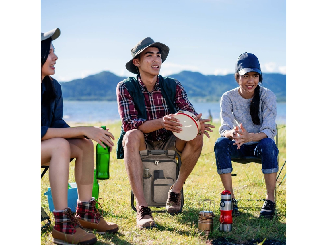 Banqueta Dobrável De Camping Bege Com Bolsa De Armazenamento E Alças