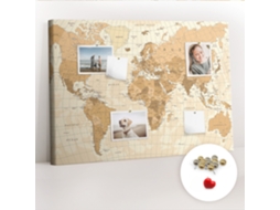 Quadro De Cortiça Mapa-múndi Político Para O Quarto Das Crianças Espelharte (70x100 Cm)
