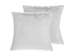 Conjunto De 2 Almofadas Decorativas Beliani Clematis De Pelo Sintético Cinzento Claro 45x45x12