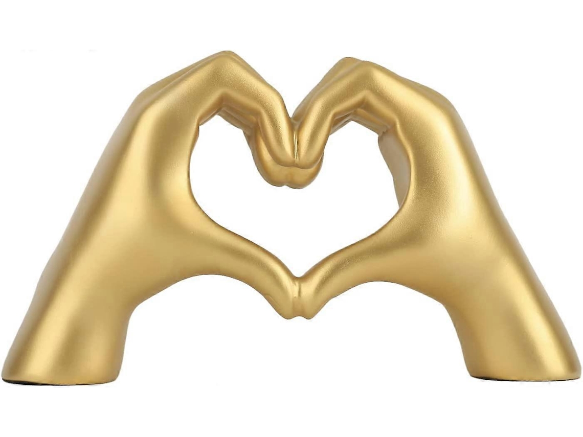 Rebe estatua de Mão com Gesto de Coração Dourado, Decoração Moderna para Casa