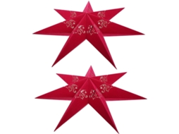 Conjunto de 2 Enfeites de Papel em Formato de Estrela Vermelha 3d para Pendurar, Ideais para Natal, Casamentos e Bares. SFUSHOS