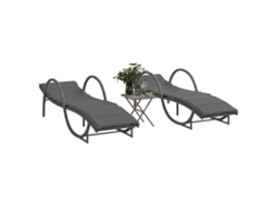 Vidaxl Espreguiçadeiras Com Mesa 2 Pcs Vime Pe Cinzento