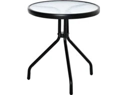 Mesa de Jardim Redonda Metal e Vidro Cor Preto 50x50x55 cm Outsunny