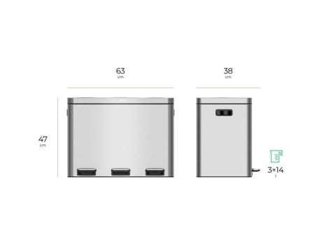 Sgr Wb I342su Smartsort, 3 Contentores De Resíduos Separados, 3 X 14 L Siguro