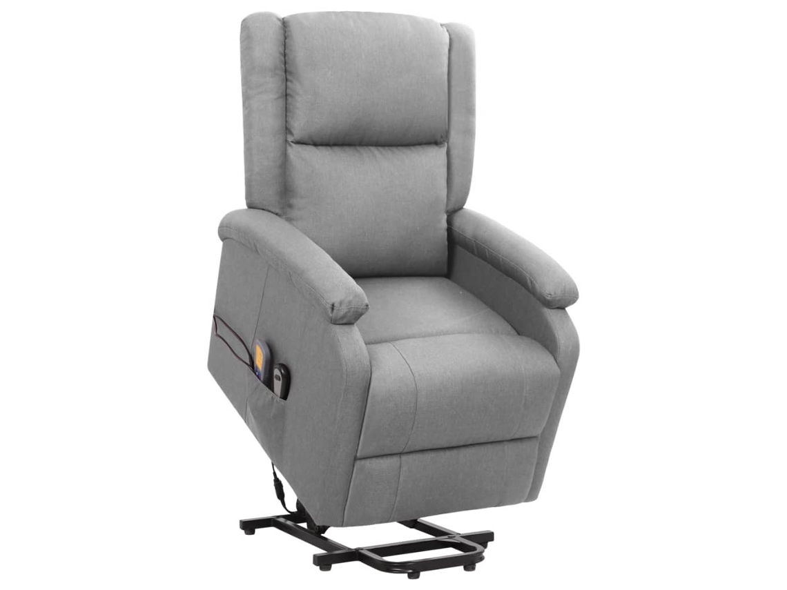 Vidaxl Poltrona Elevatória De Massagens Tecido Cinzento-claro