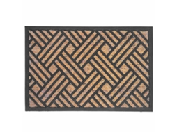 Capacho De Fibra De Coco Com Base Pvc Natural E Preto