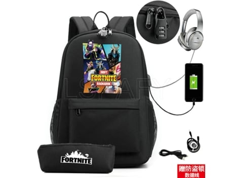 Fortnite Mochila de Estudante Recarregável Usb para Impressão