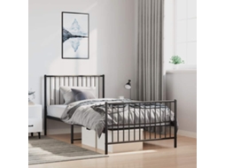 Vidaxl Estrutura de Cama com Cabeceira e Pés 100x190 Cm Metal Preto