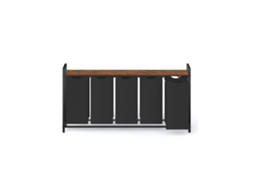 Cesto De Roupa Suja Com 5 Compartimentos E Prateleira, Preto-marrom, 143,5 X 33 X 72 Cm, Para Organizar E Guardar Roupa Suja De Forma Prática