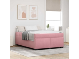 Vidaxl Estrutura Da Cama Com Colchão Rosa 140 X 200 Cm Tecido