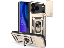 Capa Protetora Para Iphone 17 Pro - E.f.connection - Dourada - Absorção De Impacto - Tampa Deslizante Para A Câmera