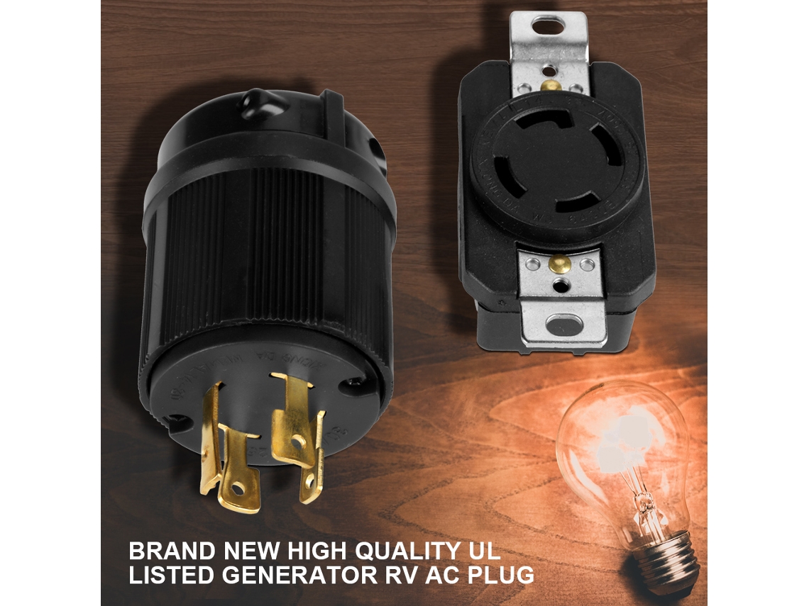 Conjunto De Plug E Soquete Nema L14-30 De 4 Pinos Para Gerador E Rv Ac - 30a
