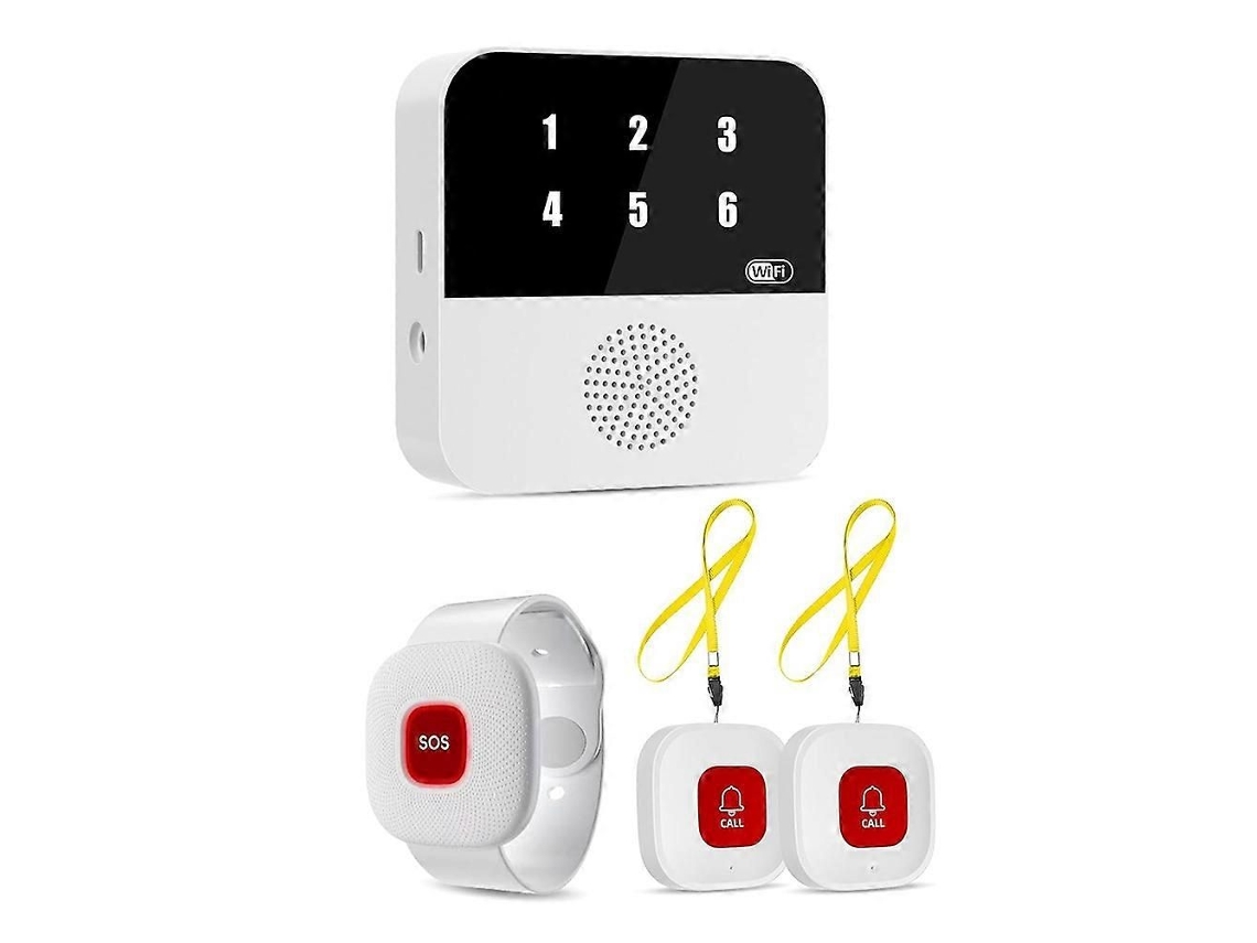 Pager Para Cuidadores Com Wi-fi, Sistema De Chamada Inteligente Com Visor, Pulseira Com 2 Botões De Chamada E Alerta De Emergência.