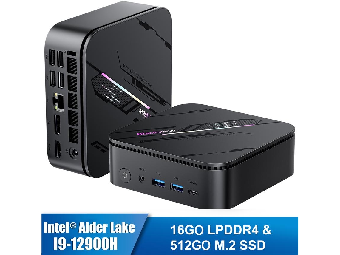 Mini PC Blackview MP100 Pro Intel® Alder Lake I9 12900HK 5,0 GHz máx. 16 GB 512 GB/SSD 4 TB, Windows 11 Pro, Wi-Fi 6