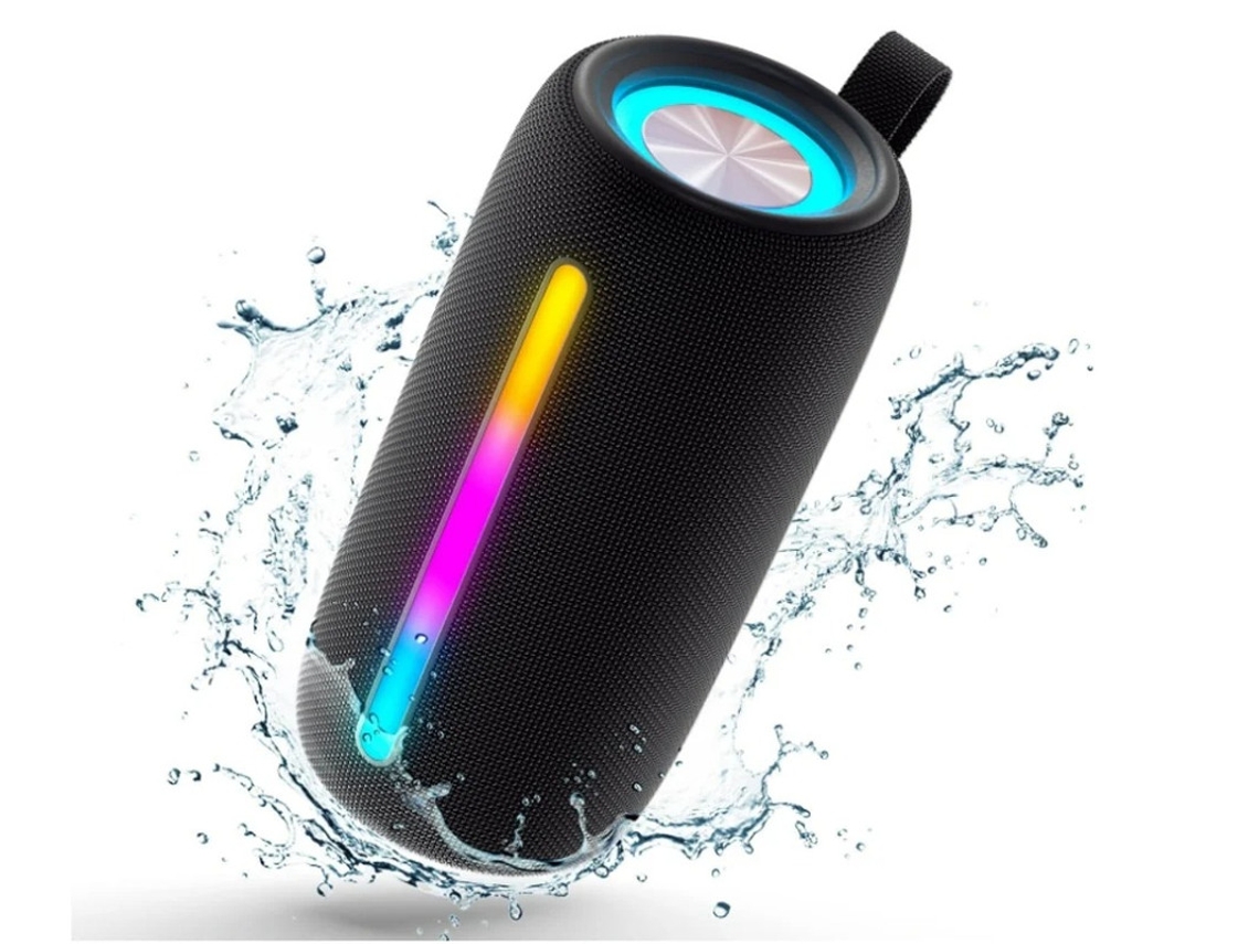 Alto Falante Bluetooth Yizhood L12 Bluetooth 5.3 Rgb Luz 10w Hd Som Verdadeiro Emparelhamento Sem Fio Ipx5 À Prova Dágua Preto
