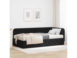 Vidaxl Estrutura De Cama De Canto Preto 100 X 200 Cm Veludo