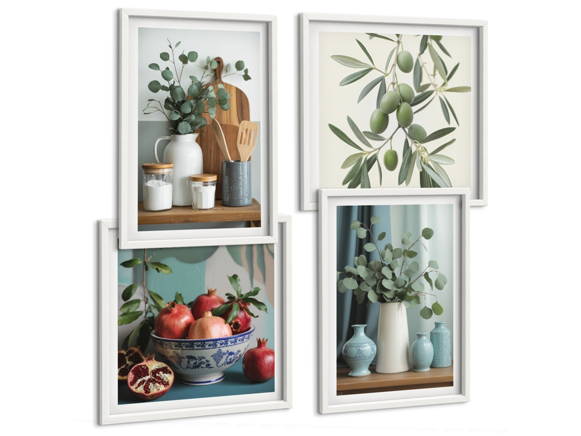 Composição De Quadros Cozinhas Cítricas Provençais Espelharte (4 Peças)