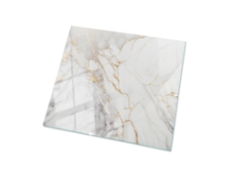 Vidro Para Mesa Quadrado Espelharte (60x60 Cm - Mármore Elegante Com Veios - Branco)