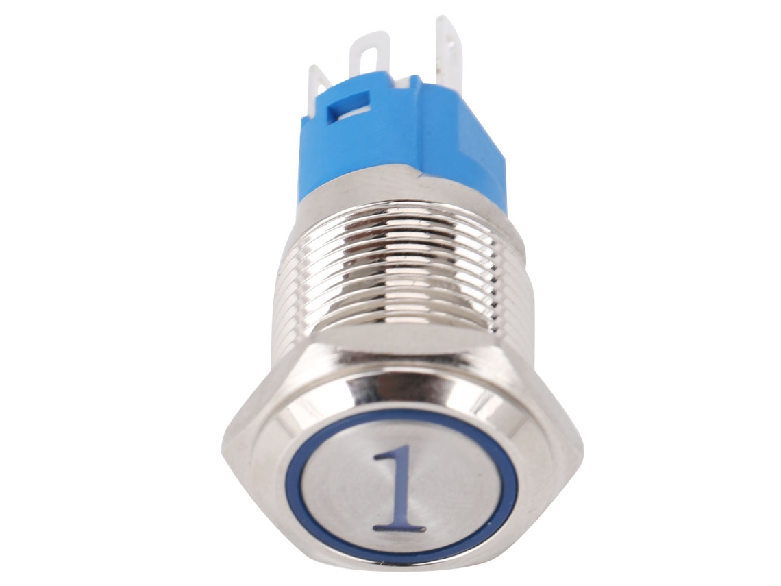 Interruptor Push button Momentâneo com Led 16mm Azul 3 6vdc 2 Unidades