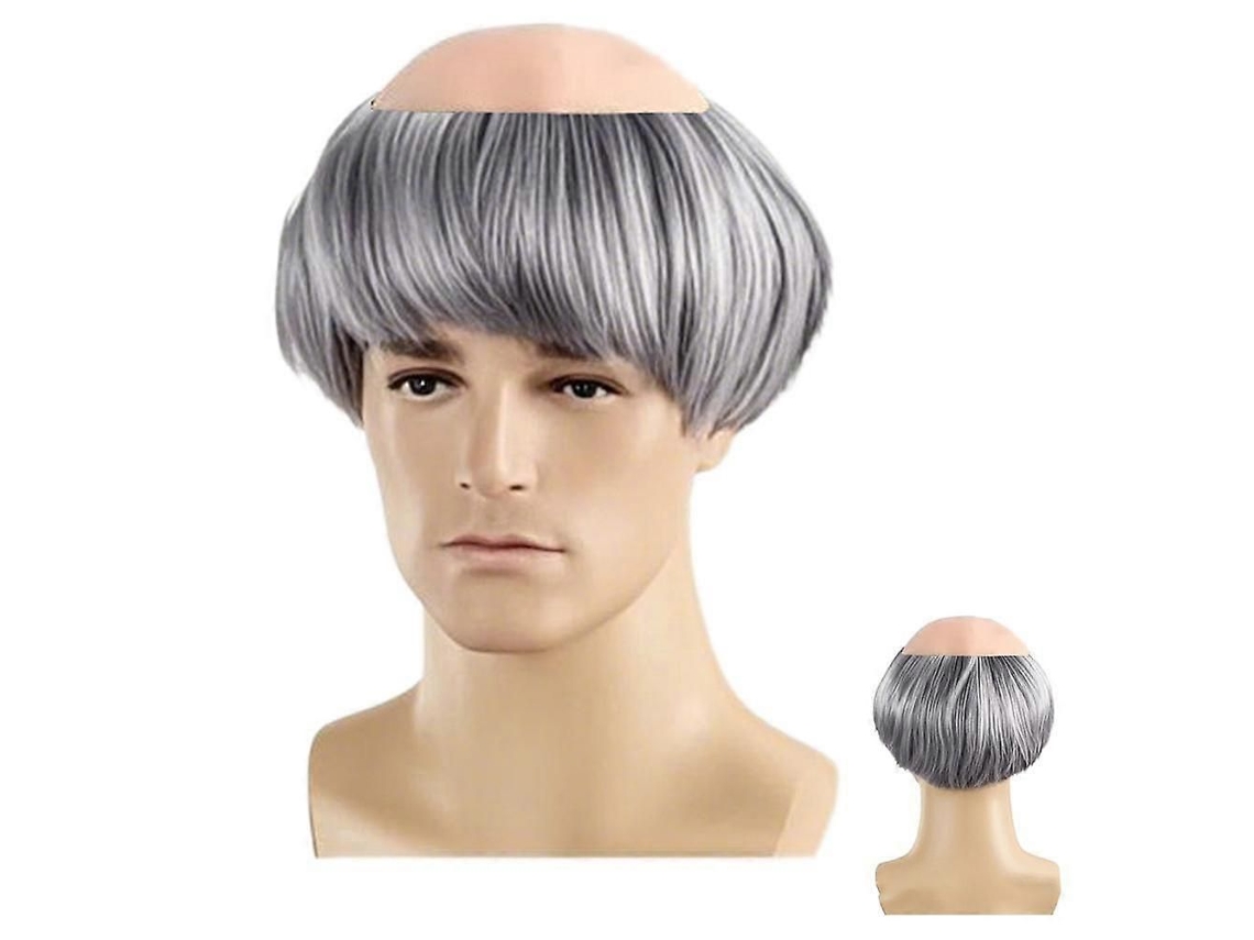 Peruca de Monge para Halloween, Peruca Masculina Careca Castanha para Adultos, Peruca para Brincar de Monge, 1 Unidade TAISHENGDA