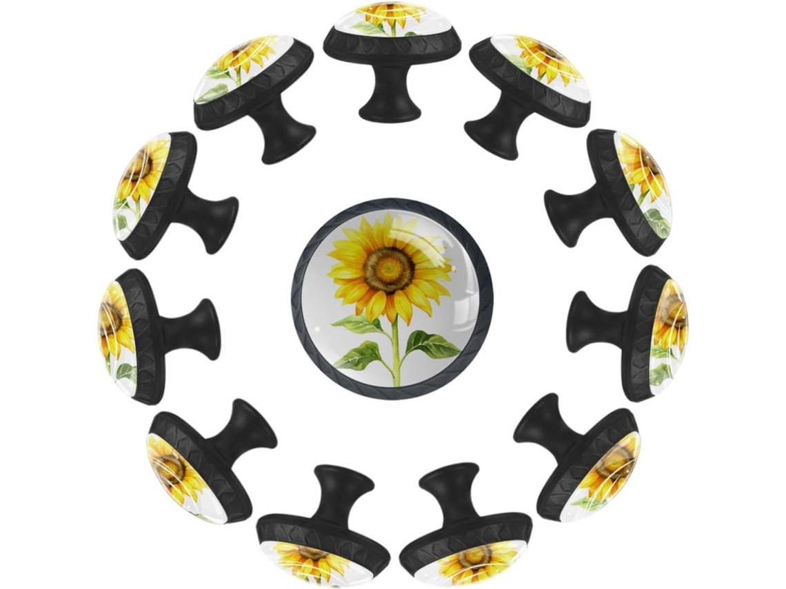 Puxadores Redondos Para Armários De Cozinha, Puxadores Para Armários E Gavetas, 12 Peças, Arte Floral Outonal, Puxadores