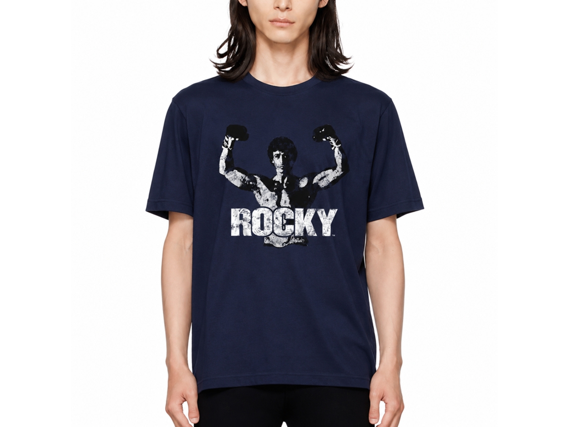 Rockinstone Rocky Movie Classic Rocky Movie Navy Adult T-shirt Size:l