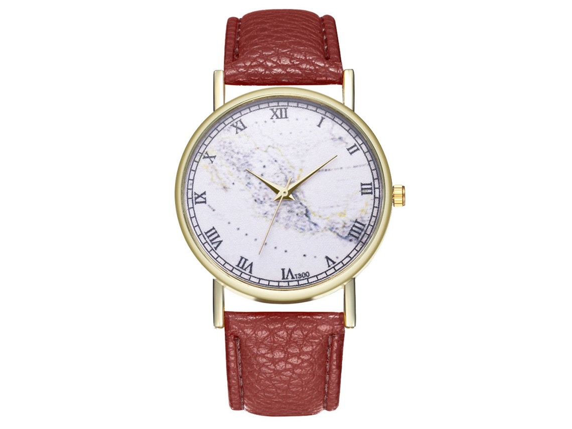 Reloj De Pulsera De Cuarzo Unisex Con Correa De Cuero Pu Café Zhoulianfa