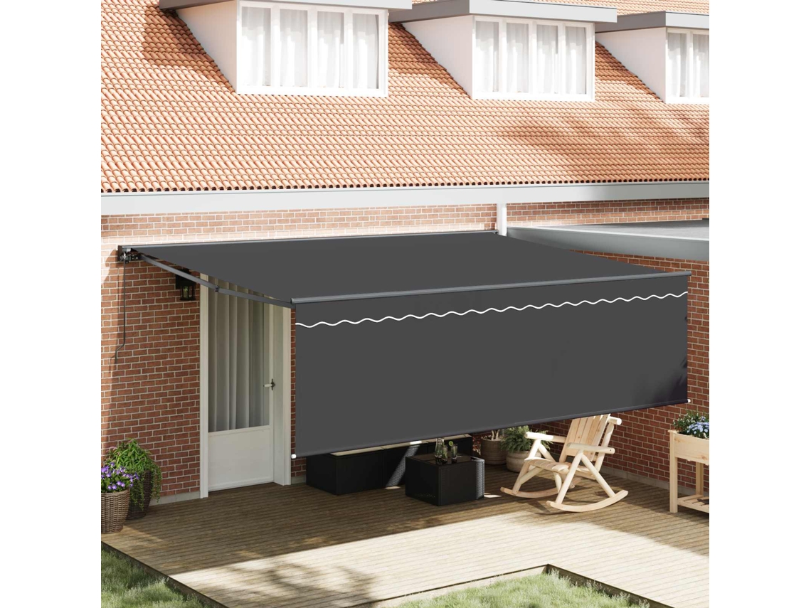 Vidaxl Toldo Retrátil Antracite 450 × 300 Cm Poliéster E Alumínio