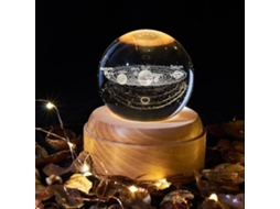 Caixa de Música 3d Cristal com Bola Giratória Luminosa BRILVIBERA