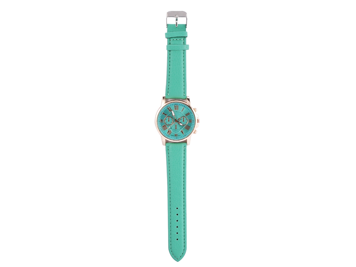 Reloj De Pulsera Analógico De Cuarzo Para Mujer De Acero Redondo Verde Moda