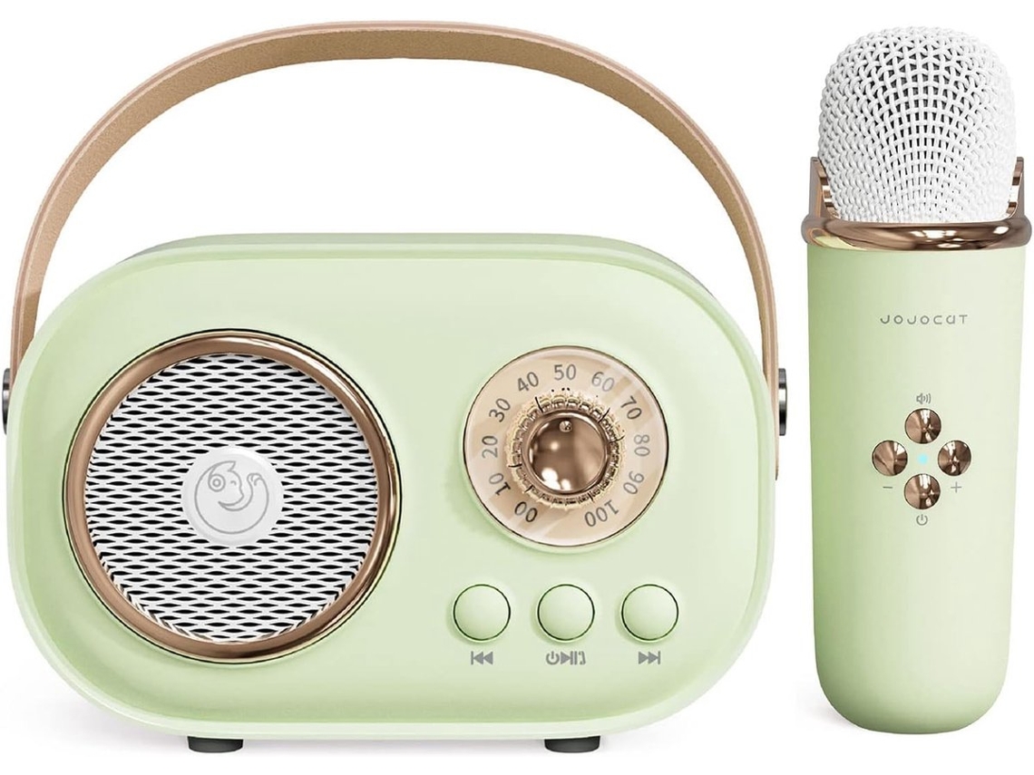 Caixa de Som Bluetooth Retrô Portátil, para Festas e Exterior, Verde AQUAFORGE